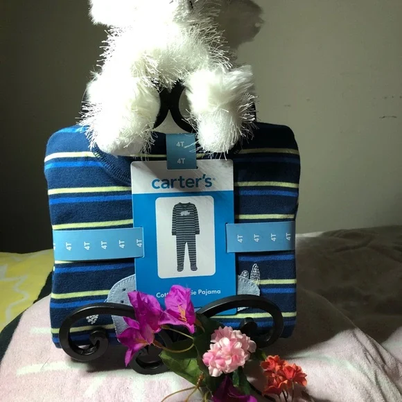 Carter's Navy and Green Striped Pajama Set - Picture 2 of 8